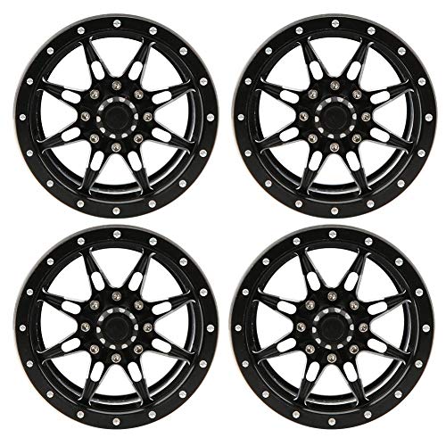 Tbest 4 PCS Wheel Rim, 1.9inch Hub Wheel Rim Aluminium Alloy Beadlock Wheel Rims Set for 1/10 Crawler Car(Black)