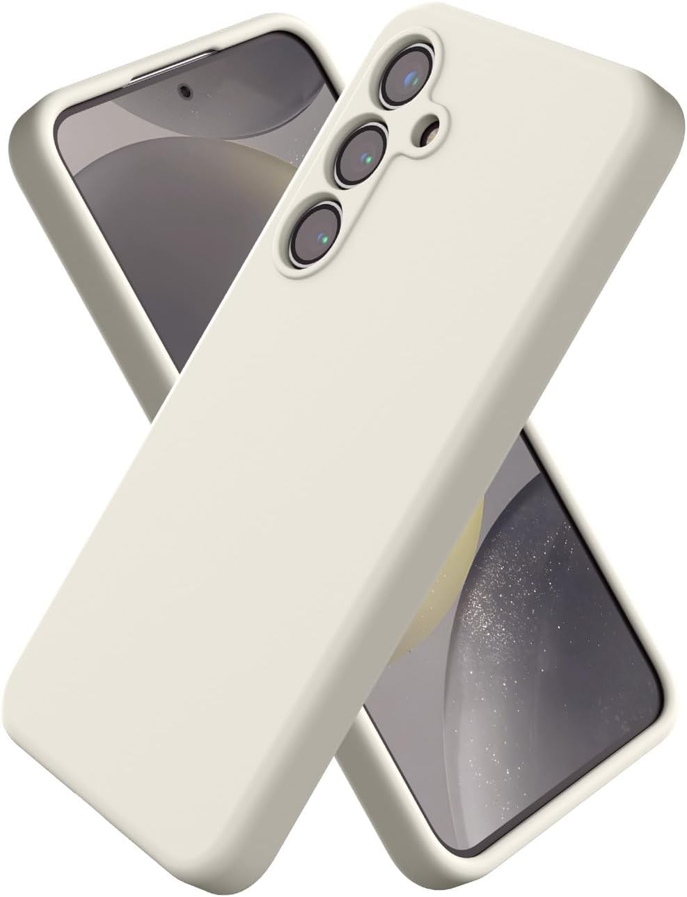 GBUFIYSN Designed for Samsung Galaxy S24 Plus Case,Slim Liquid Silicone Rubber Shockproof Phone Cover Soft Anti-Scratch Microfiber Lining Protection Case (White)