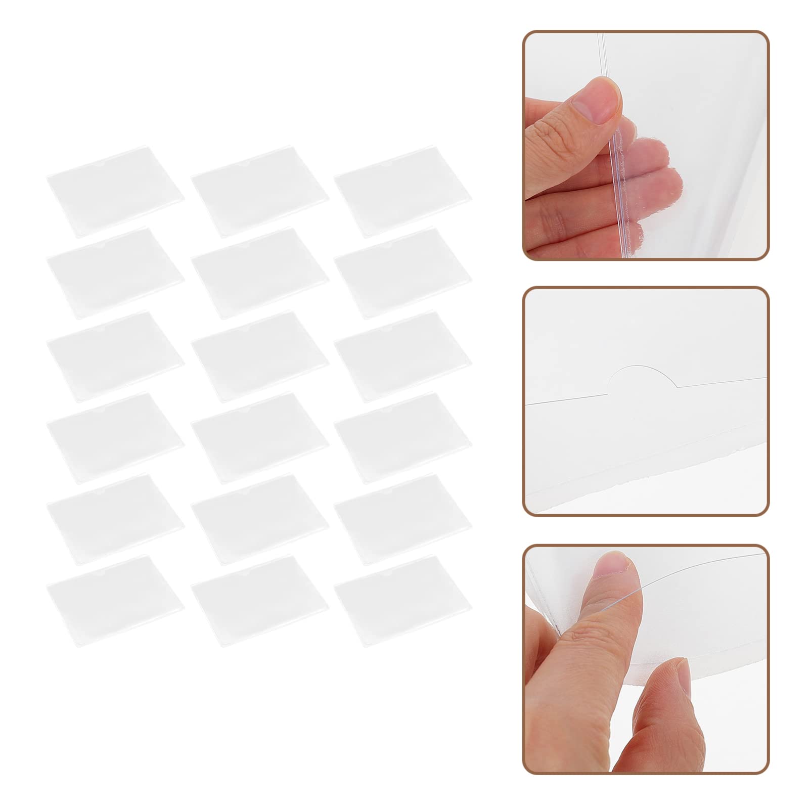 Tofficu 30 Pezzi Etichette Adesive Trasparenti in Pvc Porta Cartoline Busta Autoadesiva Facile da Usare per Casa e Ufficio