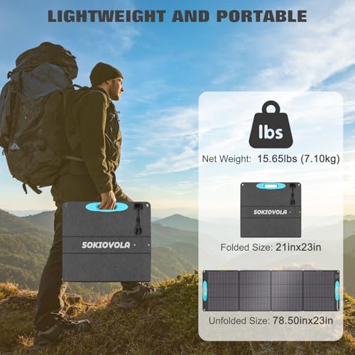 Image of SOKIOVOLA 200W Portable Solar Panels for Power Station, IP68 Waterproof ETFE Foldable Solar Panel Kit 25% High Conversion Efficiency Solar Panel for Camping Outdoor RV Blackout