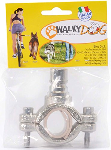 dobar® 62000 Walky Dog Plus Hunde Fahrradleine - Abstandhalter aus Edelstahl - Fahrradhalter mit Dreifach-Rückdämpfer - Zugkraftleine mit Quicklock und Abstandhalter - 37.5 cm - Silber