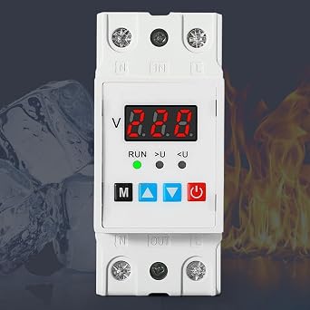 Automatic Voltage Protector 40A DIN Rail Over Under Voltage Protection Device with Digital Display for Home Appliances AC230V Adjustable Reset Timer40A