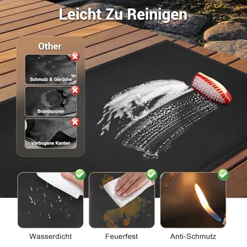 Mondoshop Feuerfeste Unterlage 100 × 150 cm- Bodenschutzmatte,Hitzeschutzmatte, Splatter Matte, Grillmatte für Gasgrill, Holzkohlegrill, Feuerschale, Kamin, Rasen, Terrasse, Camping & Outdoor BBQ