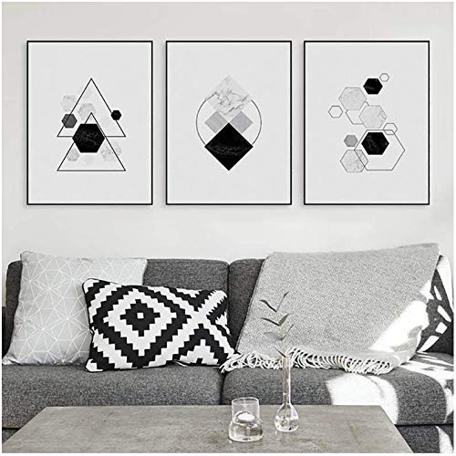 Toile imprimée noir et blanc géométrie abstraite pour sublimer les murs de votre salon