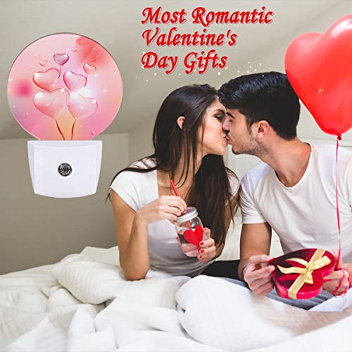 Image of EKOBLA Valentine's Day Night Light, Pink Heart and Balloon Romantic Night Lights Plug Into Wall with Auto Sensor for Gifts