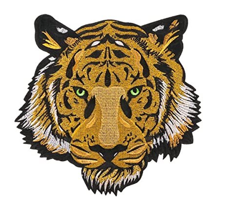 Ulricar Tiger Head Embroidered Patch Embroidery Badge Self-Adhesive Embroidered Stickers Armband Emblem Applique For Clothes Caps Jacket Jeans #TOP6