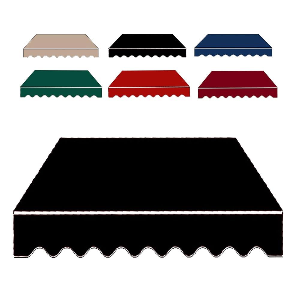 DECAKE Awning Fabric Replacement Retractable Sun Shade Cover 6.5ft 8ft 10ft 13ft 16ft 20ft Waterproof Sunshade Shelter (Fabric Only)(Size:16x10ft/500x300cm,Color:Black)