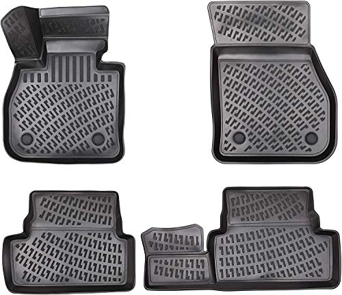 Lot de tapis en caoutchouc, design 3D, pour Dacia Logan II 2012-2020, bord extra haut de 5 cm