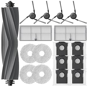 Replacement Parts Compatible with Dreame X40 Ultra Complete / X40 Master / L40 Ultra Robot Vacuum Cleaner Parts Accessories 1 Main Brush、6 Dust Bags、4 Mop Pads、2 HEPA Filters 、4 Side Brush