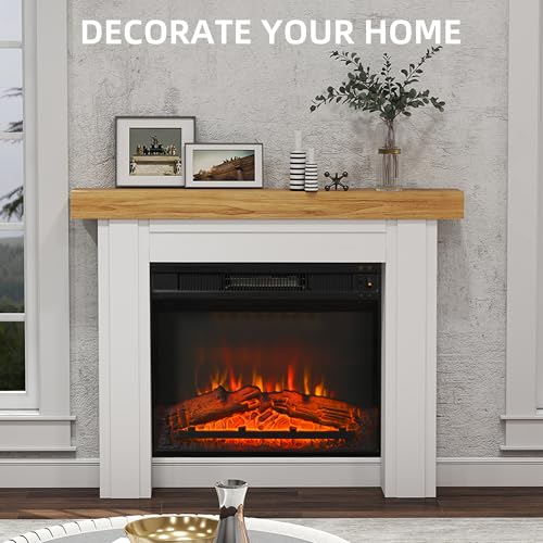 Image of HOMCOM Modern Fireplace Mantel with Leg, 51.2 inch W x 40.6 inch H, Natural Wood | Freestanding Fireplace Surround, For Electric Fireplaces