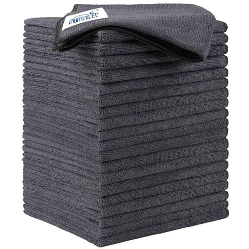 HOMEXCEL Grau Mikrofasertücher 20 Stück Wiederverwendbare Küchen-Mikrofaser-Reinigungstücher Lappen Putztücher Geschirrtücher Fusselfreie Waschbare für Zuhause Fenster Auto 30 x 30 cm