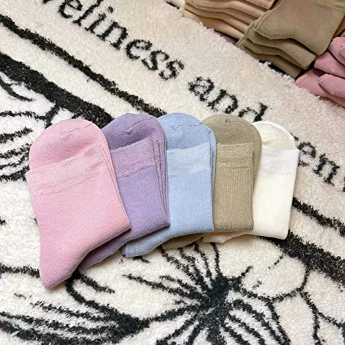 Serisimple Kids Bamboo School Socks Soft Flate Seam Color Socks Anti Odor Thin Breathable Stretch Cuffs Girls Boy 5 Pairs (Large, Assorted) #TOP3