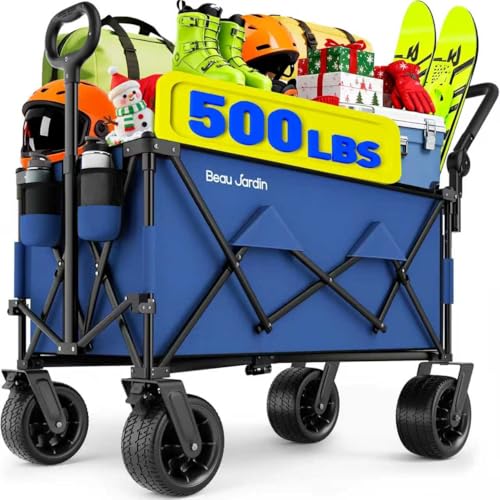 BEAU JARDIN Folding Push & Pull Beach Wagon 500 lbs