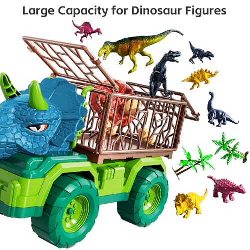 image for TEMI Dinosaur Truck Toy for Kids 3-5 Years, Triceratops Transport Car 