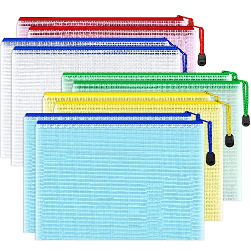 Satohom Lot de 10 chemises de documents en plastique A4, 5 couleurs, sac à fermeture éclair A4, sac de dossier, documents pour bureau, cosmétiques Cover