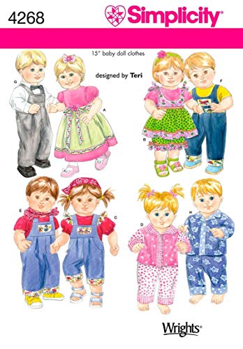 Simplicity 4268 Baby Doll Clothes Sewing Pattern for Baby Boy and Girl by Teri, Size 15''