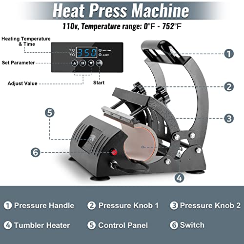 Tumbler Heat Press Sublimation Machine For 30 Oz 20 Oz 16 Oz Sublimation Skinny Tumblers 15 Oz 11 Oz Mug Cup Heat Press With Sublimation Paper, 20Oz Tumbler, Gloves, Heat Tape For Diy Heat Press #TOP4