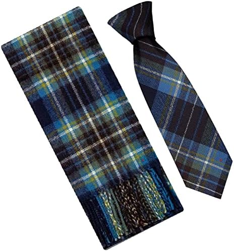 I LUV LTD Holyrood Modern Tartan Plaid 100% Lambswool Scarf & Tie Gift Set