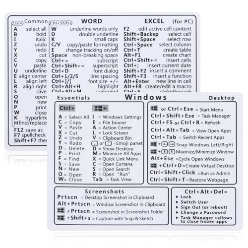 GEEHUA 2 Pcs Laptop Shortcuts Stickers, Word/Excel Quick Reference Guide ...