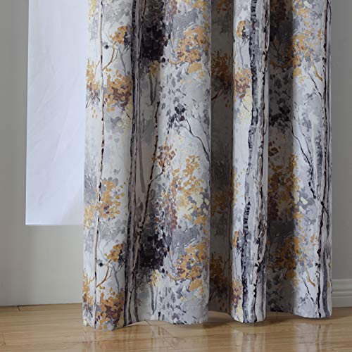 Kotile Grey Blackout Curtains for Bedroom/Living Room 95 Inches Length 2 Panels, Home Decor Window Treatment Thermal Insulated Ring Top Curtains with Colorful Tree Floral Design Print