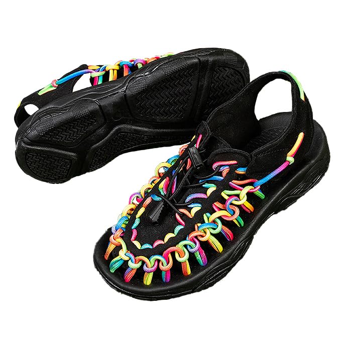 Kid's Rope Sandals for Boy's & Girl's Summer Closed Toe Sandals Outdoor Beach Sports Sandal Water Lightweight Woven Shoes