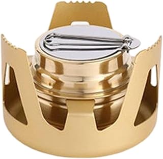 Mini Alcohol Stove, Lightweight Portable Alcohol Stove, Ultralight Camping Mini Camp-Stove Cookware for Outdoor Camping Hiking Backpacking Picnic(Gold)