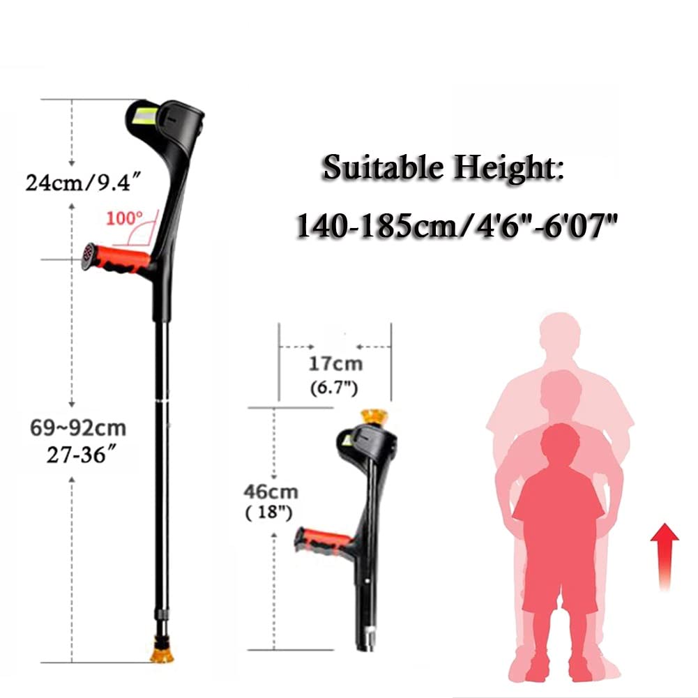 Muletas plegables para antebrazo, muletas ajustables en altura para adultos, diseño ortopédico ergonómico, soporte de puño cerrado