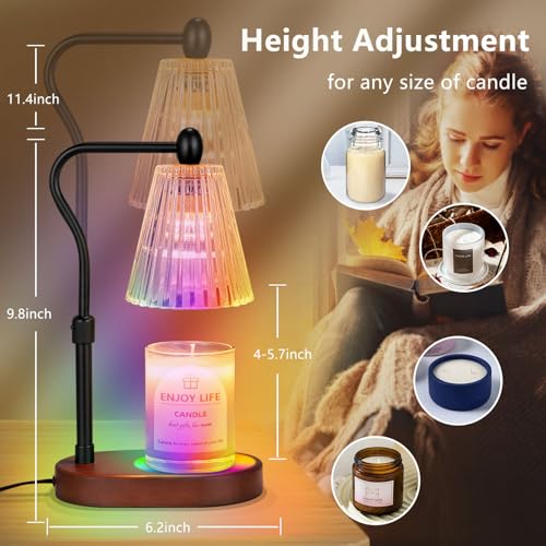 seenlast Candle Warmer Lamp with 8 Colors LED Changing,with Timer Dimmer Adjustable Height,Mothers Day Gifts,Vintage Home Decor — view 2