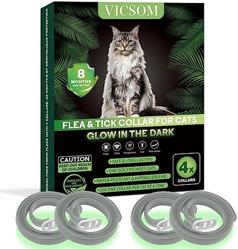 Flea and Tick Collar for Cats, Flea Cats Collar, Flea Treatment Cats, 8 Months Protection Waterproof Adjustable Cat Flea and Tick Collar, Natural Anti Tick Collar for Kittens Cats Puppies Light Blue