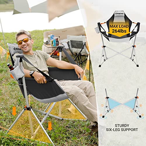 Kingcamp Hammock Camping Chair Swinging Rocking Chair For Adults Lawn Beach Camp Outside Portable Folding Chair Hold Up To 264Lbs With Adjustable Back Support Carrying Bag Cup Holder #TOP5