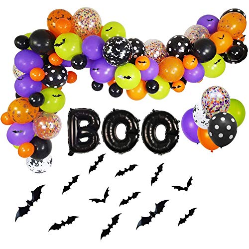 Kit ballon de fête d'halloween ELQ avec confettis noir violet et guirlande boo