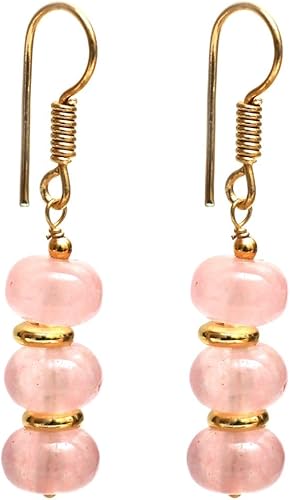 Gempires - Aretes ligeros con cuentas hechas a mano, hipoalergénicos, chapados en oro, aretes colgantes para mujer