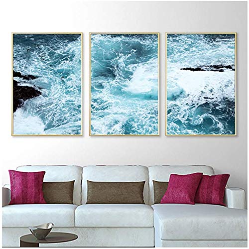 Paysage marin sur toile de 50x70cm - Tableau de vague moderne pour habiller le salon