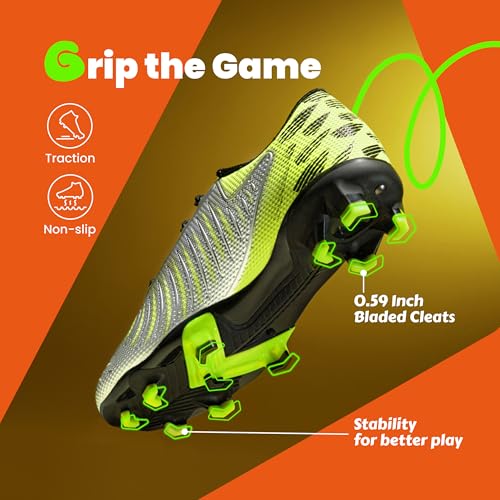 PATPAT Kids Soccer Cleats – Outdoor Firm Ground and Turf Football Training Shoes for Little Big Boys and Girls, Silver Sizes 1 by PATPAT - Image 2