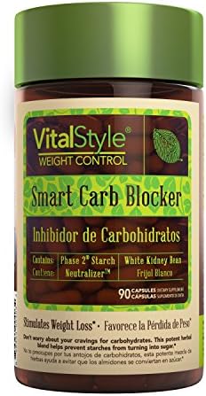 VitalStyle Natural Smart Carb Blocker - 1,500 mg of Pure White Kidney Bean Extract (Phase 2 Starch Neutralizer) Supports Weight Loss, Helps Control Blood Sugar and Supress Appetite - 90 Capsules