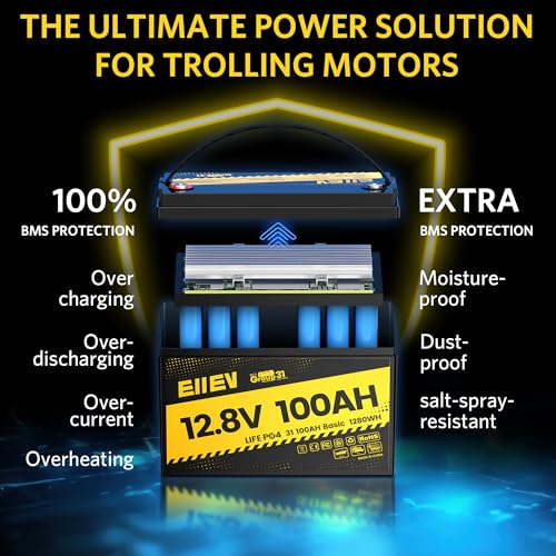 Eiiev 12V 100Ah LiFePO4 Battery,2 Pack Group 31 Lithium Battery With Built-in 100A BMS,15000+Deep Cycle,Rechargeable Lithium Iron Phosphate Batteries for Trolling Motors,Marine,RV,Camping,Home Energy