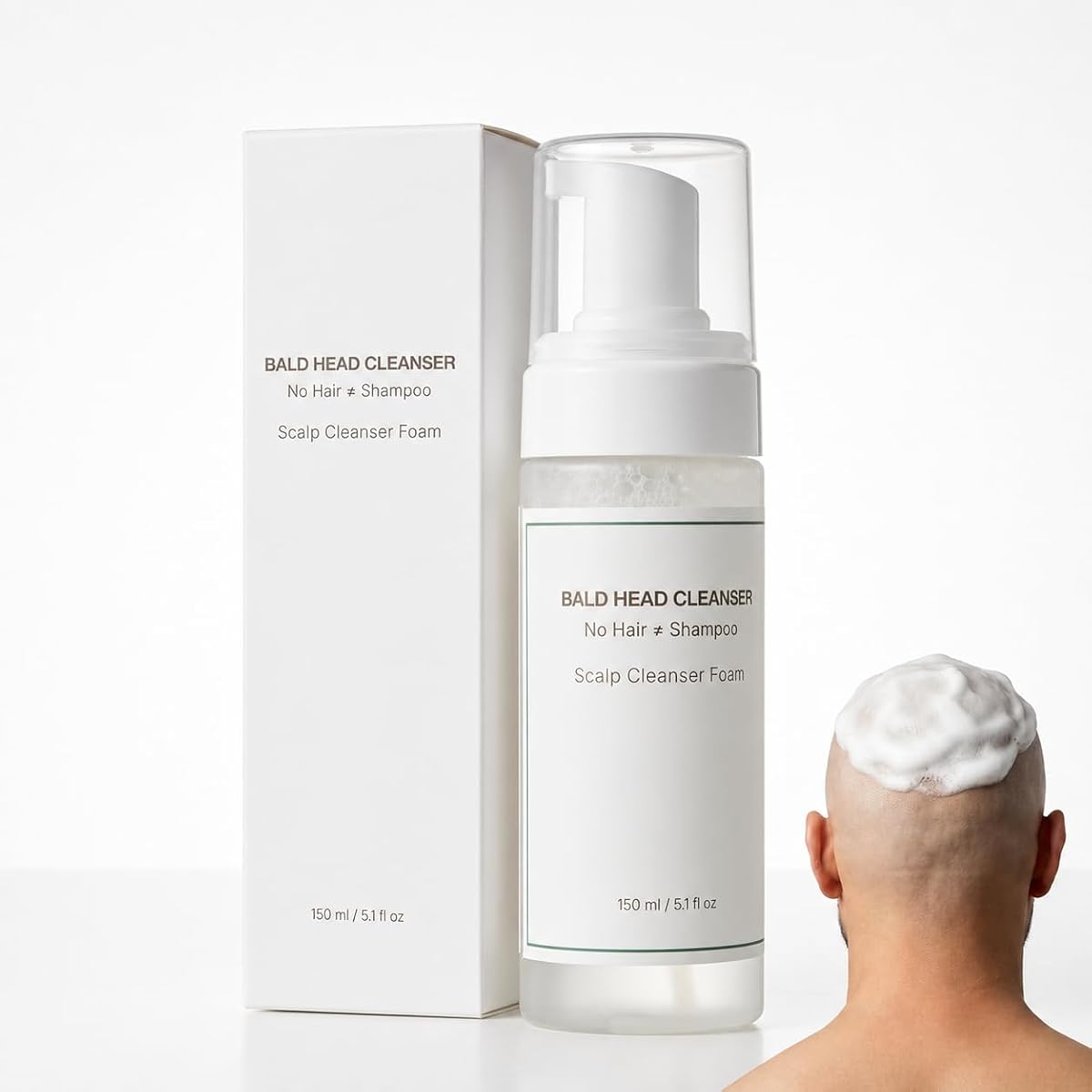 Bald Head Cleansing Foam, No Rinse Scalp Wash, Oil Control, 150ml