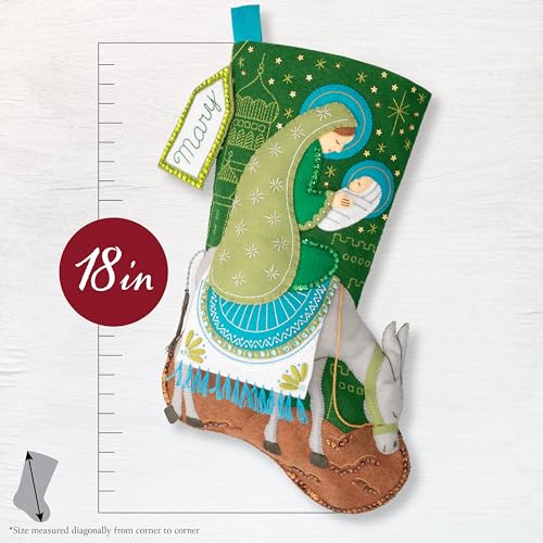 Image of Bucilla, Felt Applique 18 inch Stocking Making Kit, Holy Journey, Perfect for Holiday DIY Arts and Crafts Projects, 89710E