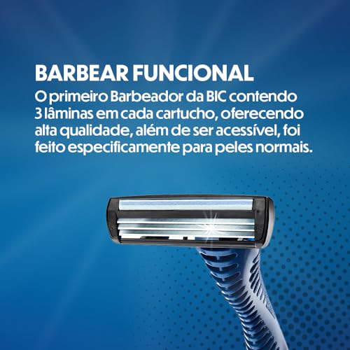 BIC Aparelho De Barbear Comfort 3 Advance Pele Normal Azul 3 Lâminas Fita Lubrificante 9298491 Leve