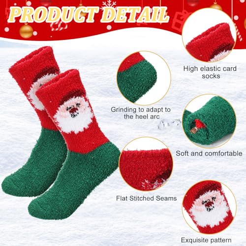 Toulite 72 Pairs Christmas Fuzzy Socks Women Novelty Colorful Patterns Cartoon Fluffy Christmas Socks for Xmas Winter Holiday Gifts Outdoor Indoor3