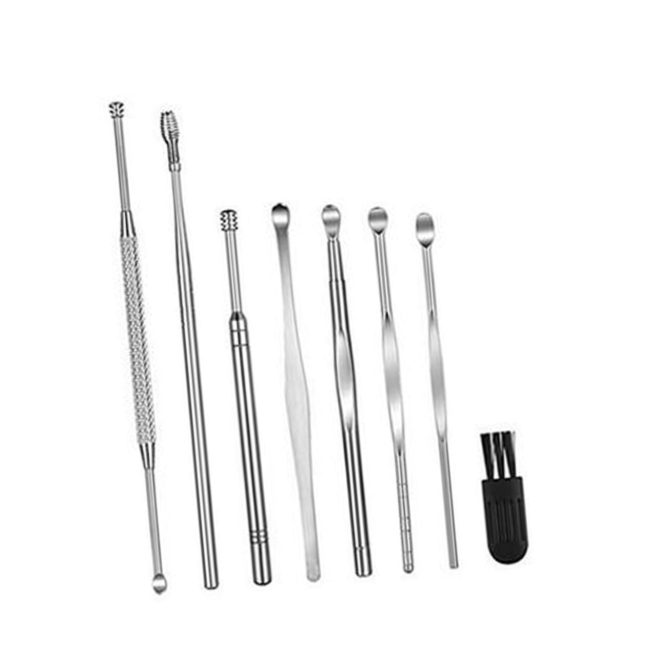 8pcs Stainless Steel Ear Wax Remover Ear Care Portable and for Gentle Wax Removal Health and