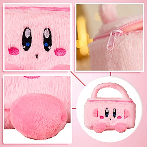 Pink Makeup Bag Portable Cosmetic Bag, Plush Travel Makeup Bag with Handle Toiletry Storage Organizer Case for Women Girls - Image 4