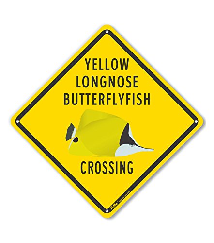 Panneau Yellow Longnose Butterflyfish Crossing alu jaune 25,4 cm