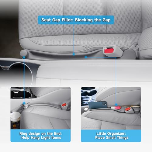 Image of Givifive Car Seat Gap Filler Set of 2, 3IN1 Seat Side Gap Filler Plug with Storage Slot & Hook Function, Soft Foam Universal Fit Car SUV Truck Fill Gap Between Seats Console Organizer(Standard Gray)