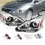 AmeriLite 2013-2015 Projector Chrome Housing Replacement Halogen Car Headlights Pair For Altima 4Dr