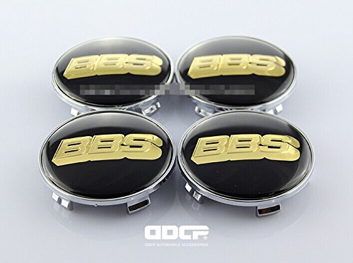 D&R Set Of 4 pcs 68mm Wheel Center Caps Hubcaps With BBS (Black)