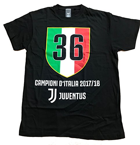 JUVENTUS F.C. - Perseo Trade S.R.L. T-Shirt Juventus 36 Champions d'Italie 2017-2018 Produit Officiel Celebratif (M)