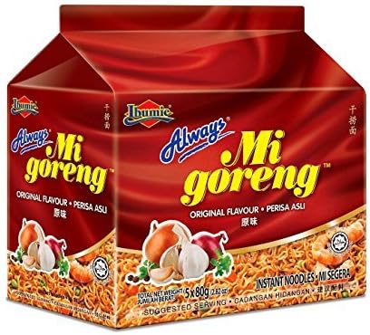 Malaysia Ibumie / Always The Best Selling Instant Noodle / Mi Goreng Asli / Deliciously Tasty, Accomodating Flavors, Suits All Palates (10 packets x 80g)