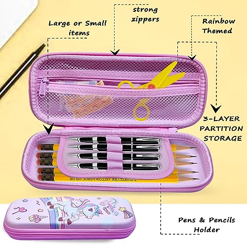 Image of FunBlast Canvas Multipurpose Zipper Pencil Case,Unicorn Pencil Pouch For Girls,Pen & Pencil Pouch Bag Case For School Supplies For Kids,Stationery Organizer,Return Gift For Kids (Pink)