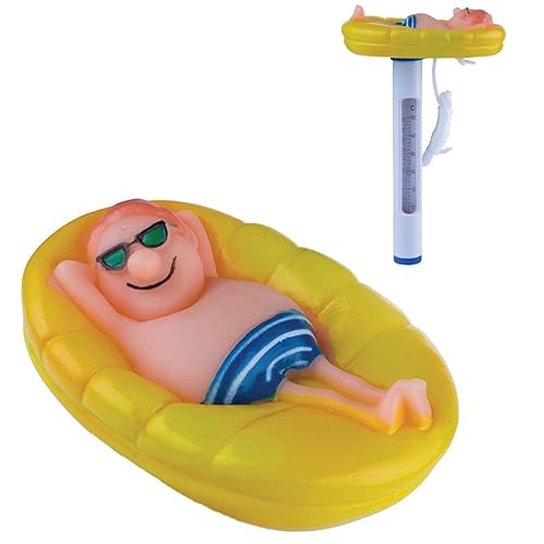 MILLIARDTermómetro flotante para alberca con figura grande de hombre flotando con atadura para albercas en interiores o al aire libre baños de tina